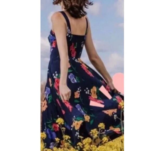 Anthropologie Plus Maeve Vivienne Multicolor Floral Maxi Dress‎ Blue Size 14 - Picture 3 of 13